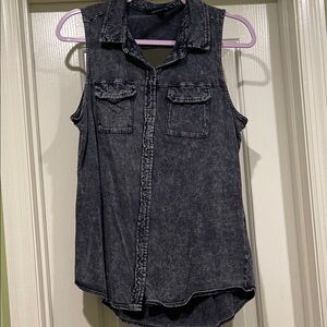 Rock & Republic Black Sleeveless Denim Top